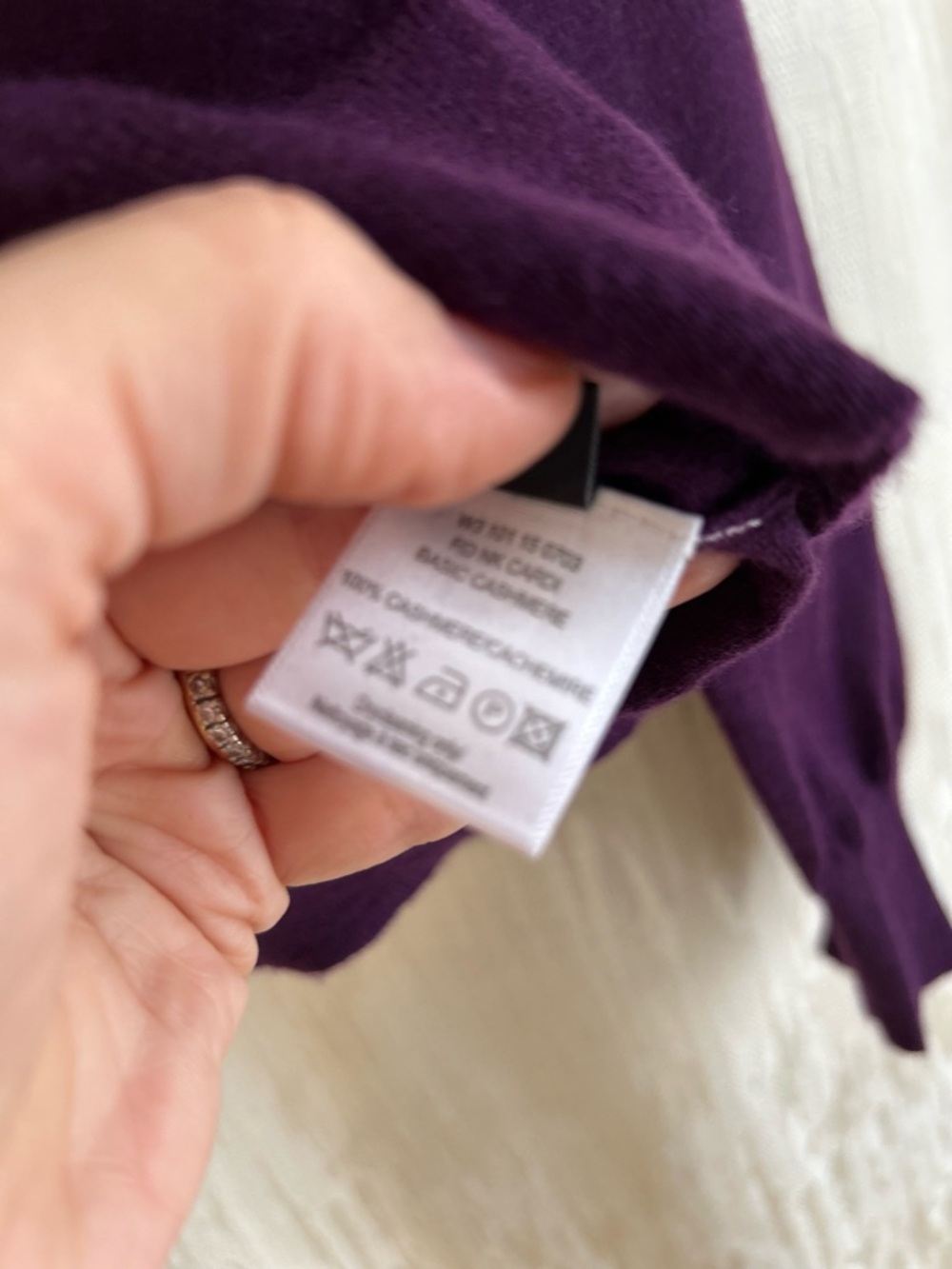 JOSEPH 100% Basic Cashmere Crewneck Cardigan - Purple - Grosgrain trim ,Size S - Picture 10 of 11